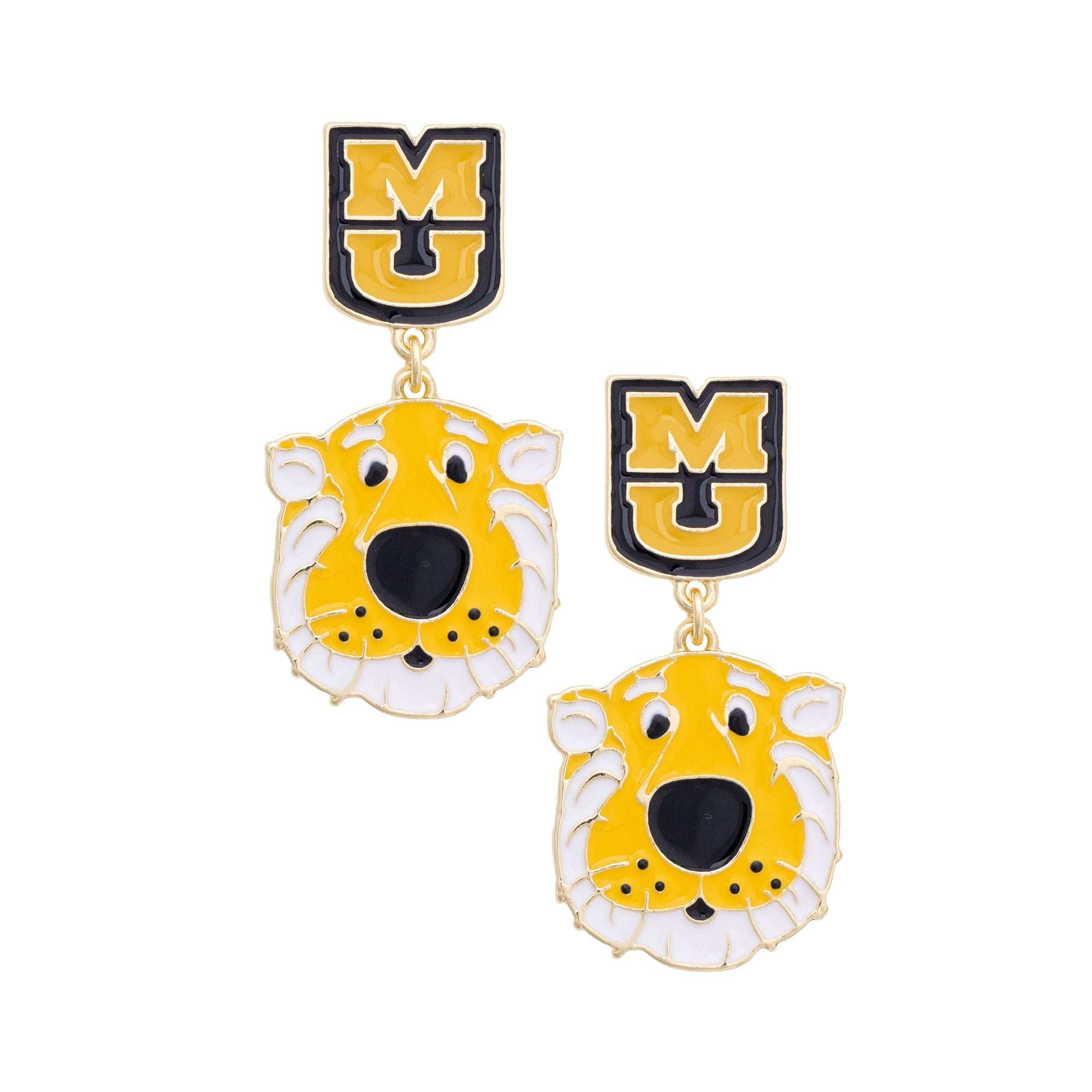 Women's CANVAS Style Missouri Tigers Enamel Drop Earrings