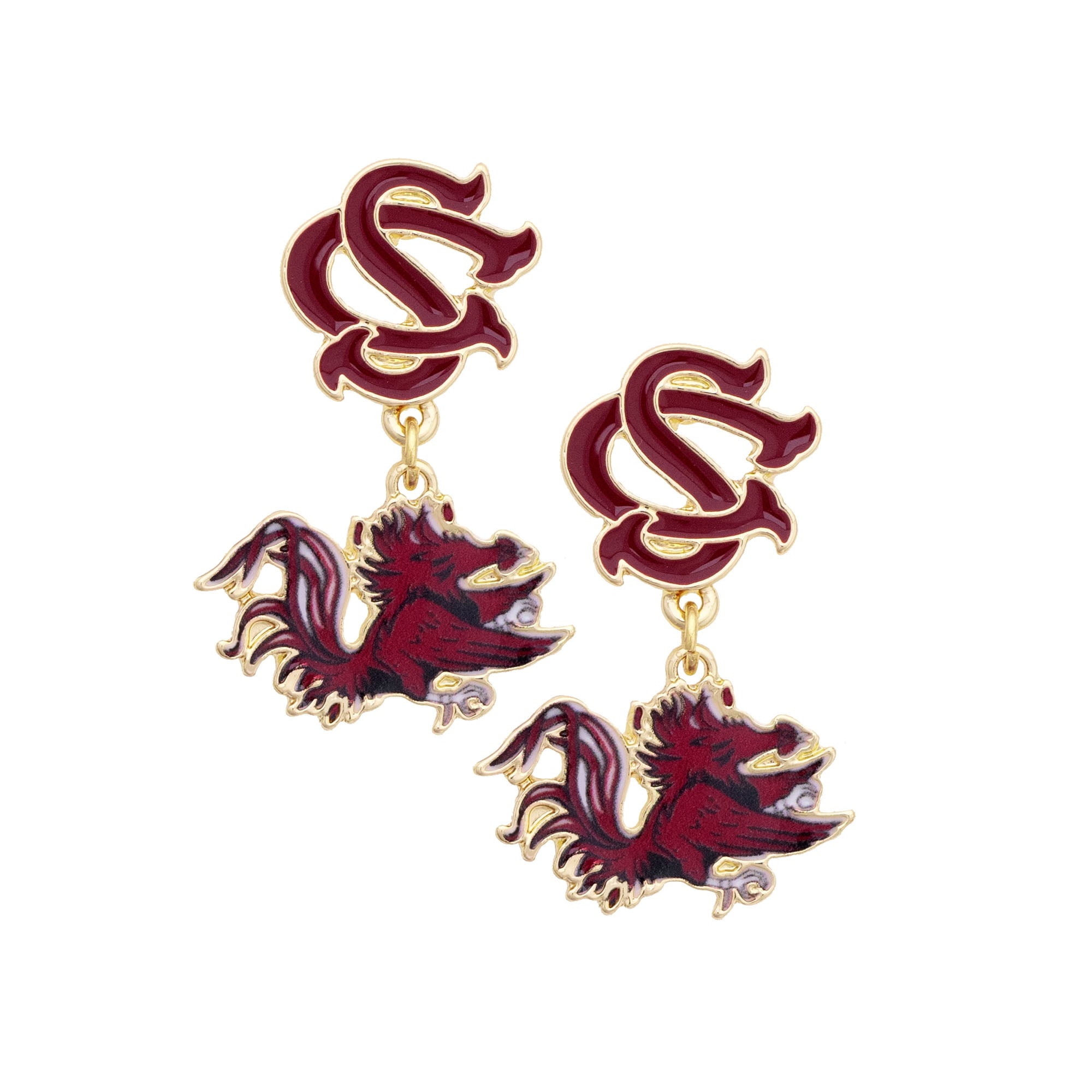 Women's CANVAS Style South Carolina Gamecocks Enamel Drop Earrings