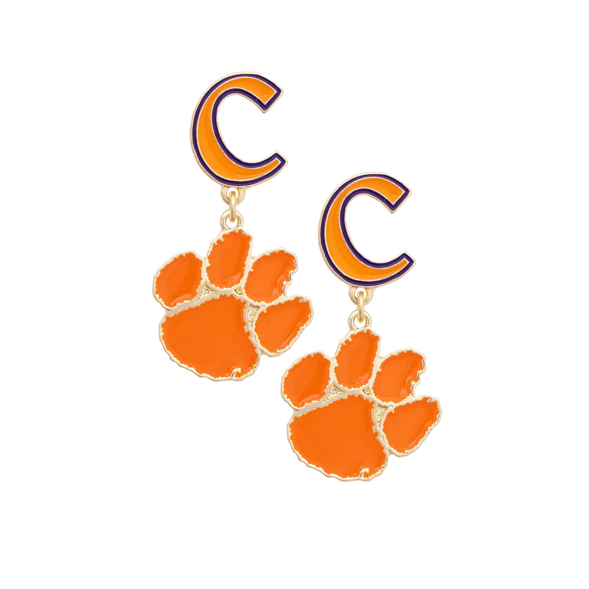 Women's CANVAS Style Clemson Tigers Enamel Drop Earrings