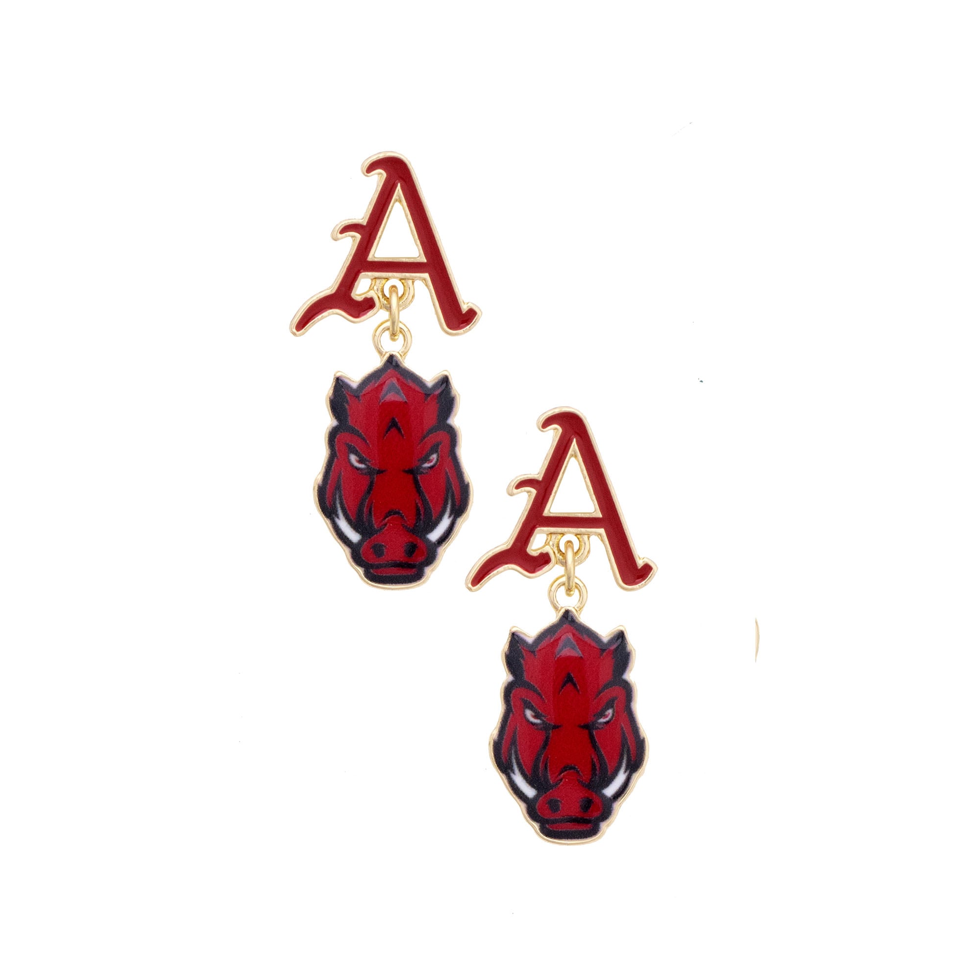 Women's CANVAS Style Arkansas Razorbacks Enamel Drop Earrings
