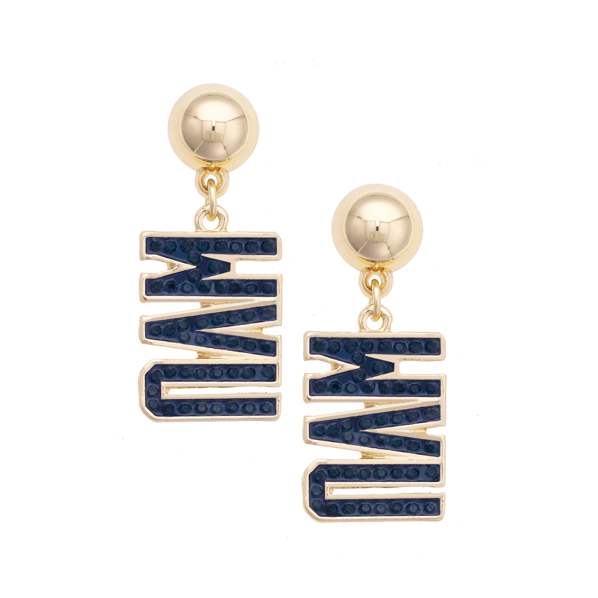 Women's CANVAS Style West Virginia Mountaineers Gold-Plated Pavé Outline Earrings