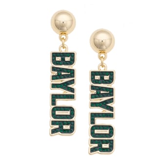 Women's CANVAS Style Baylor Bears Gold-Plated Pavé Outline Earrings