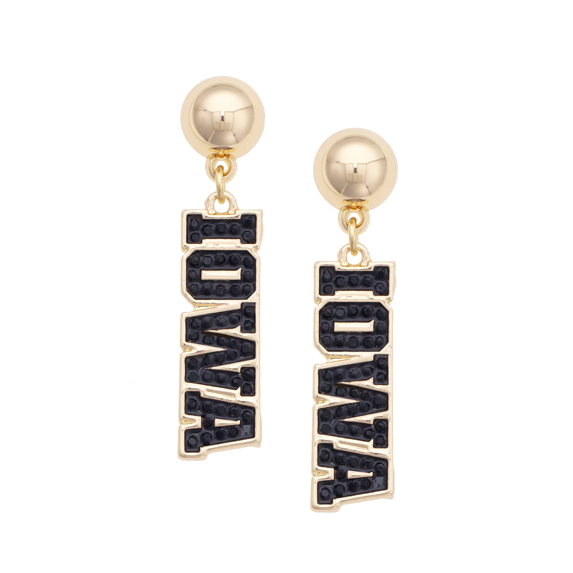 Women's CANVAS Style Iowa Hawkeyes Gold-Plated Pavé Outline Earrings