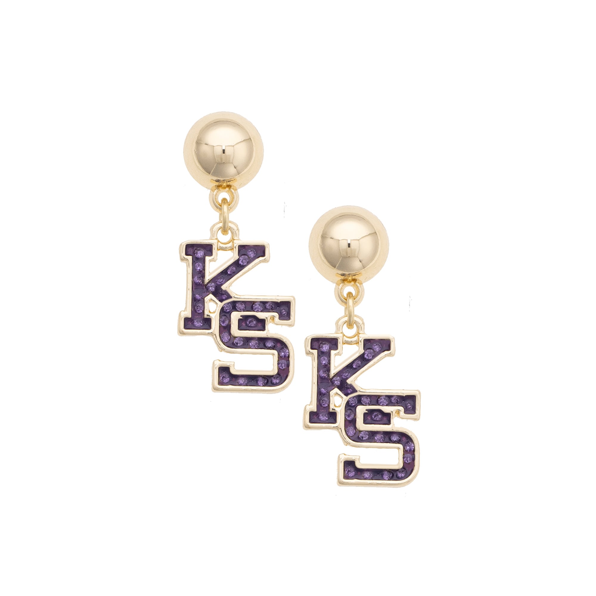 CANVAS Style Kansas State Wildcats Gold-Plated Pavé Outline Earrings