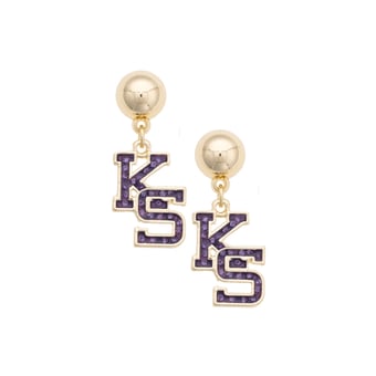 CANVAS Style Kansas State Wildcats Gold-Plated Pavé Outline Earrings