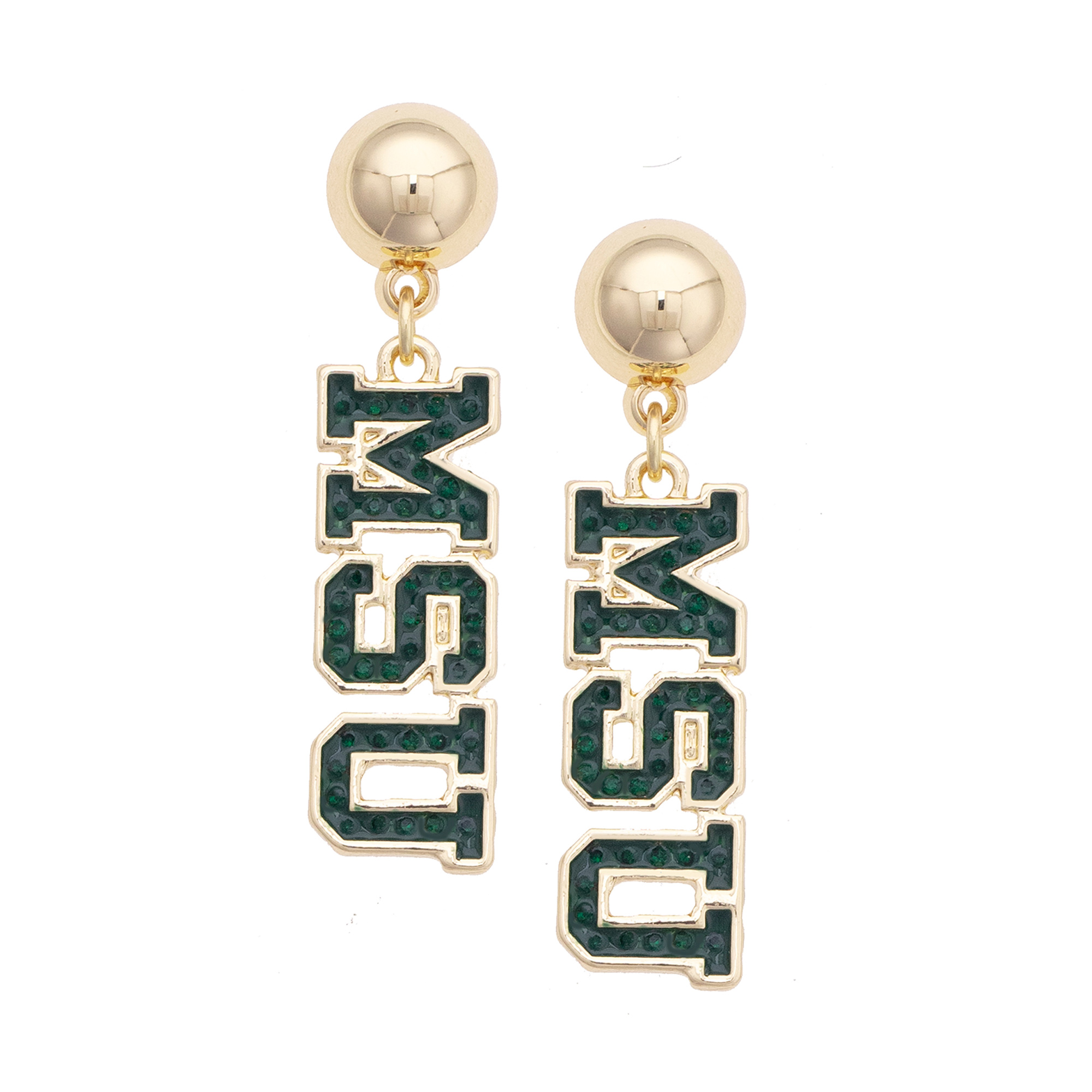 CANVAS Style Michigan State Spartans Gold-Plated Pavé Outline Earrings