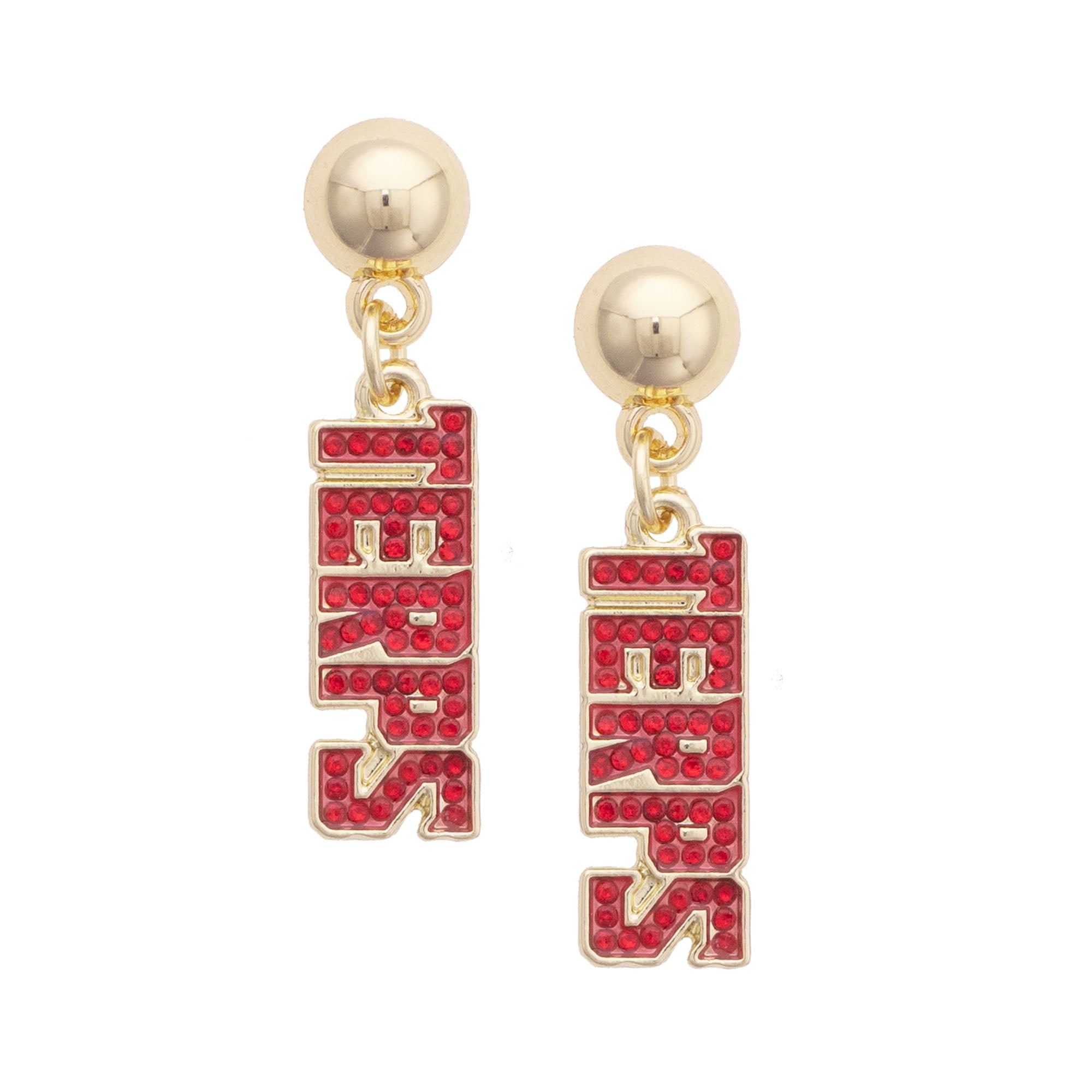 Women's CANVAS Style Maryland Terrapins Gold-Plated Pavé Outline Earrings