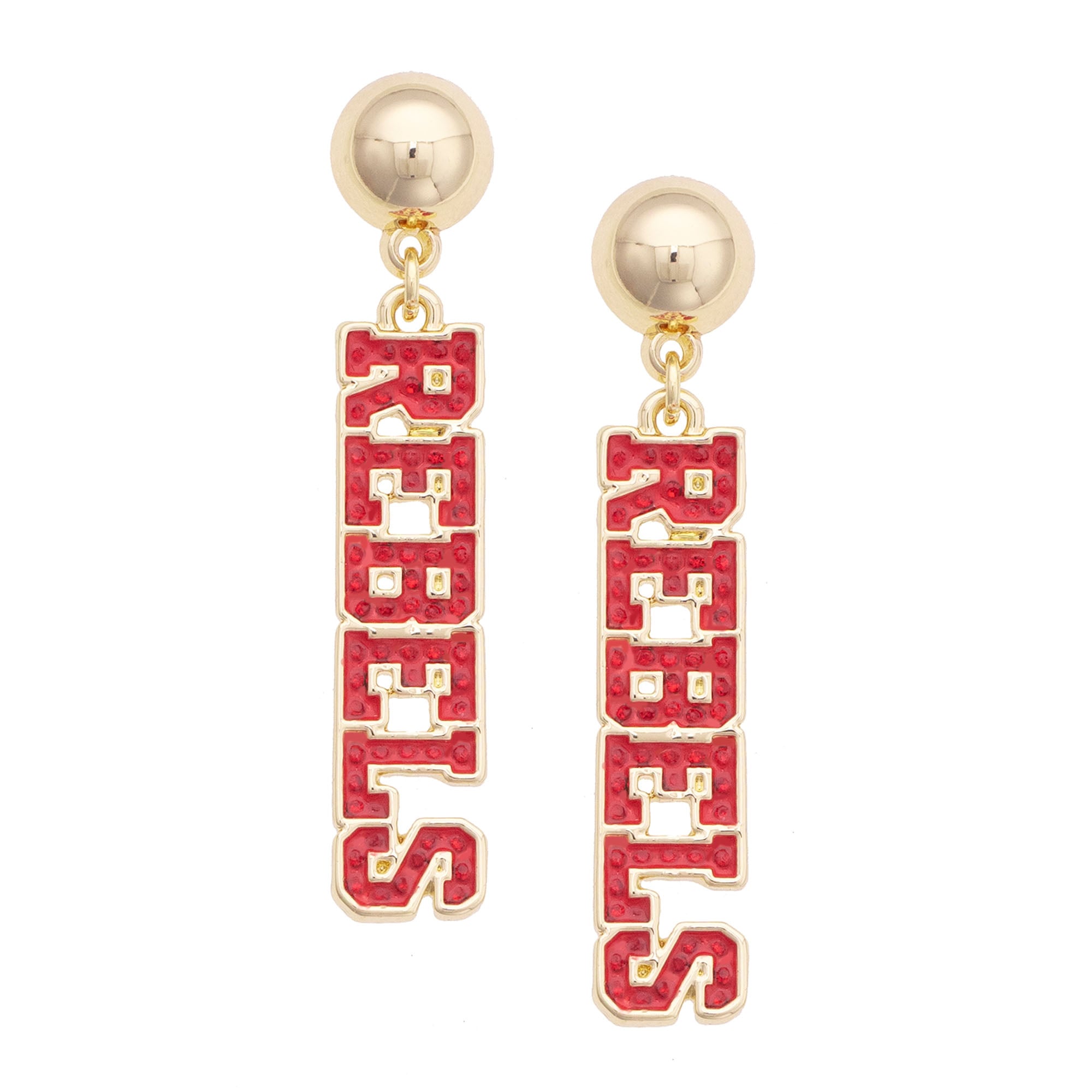 Women's CANVAS Style Ole Miss Rebels Gold-Plated Pavé Outline Earrings