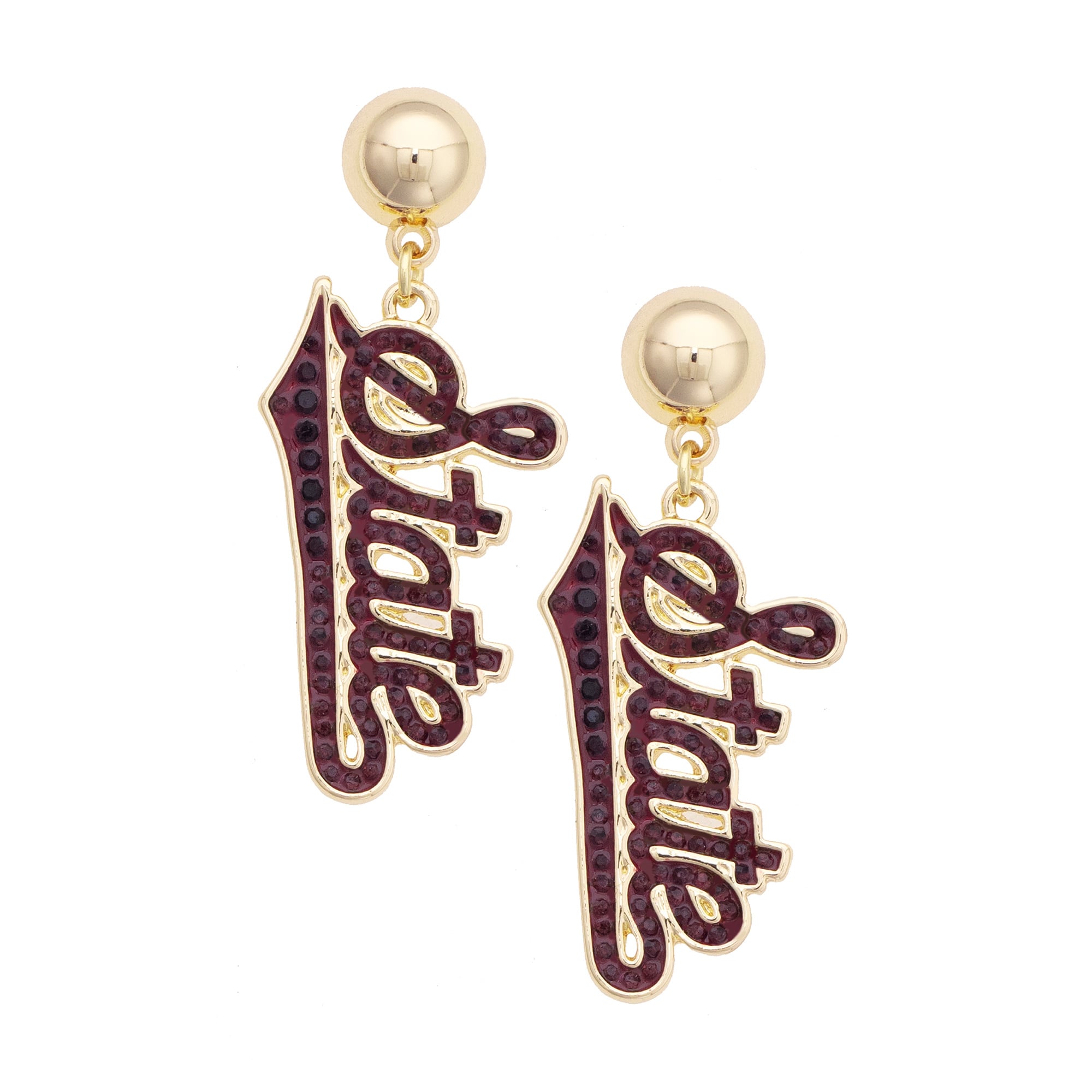 CANVAS Style Mississippi State Bulldogs Gold-Plated Pavé Outline Earrings