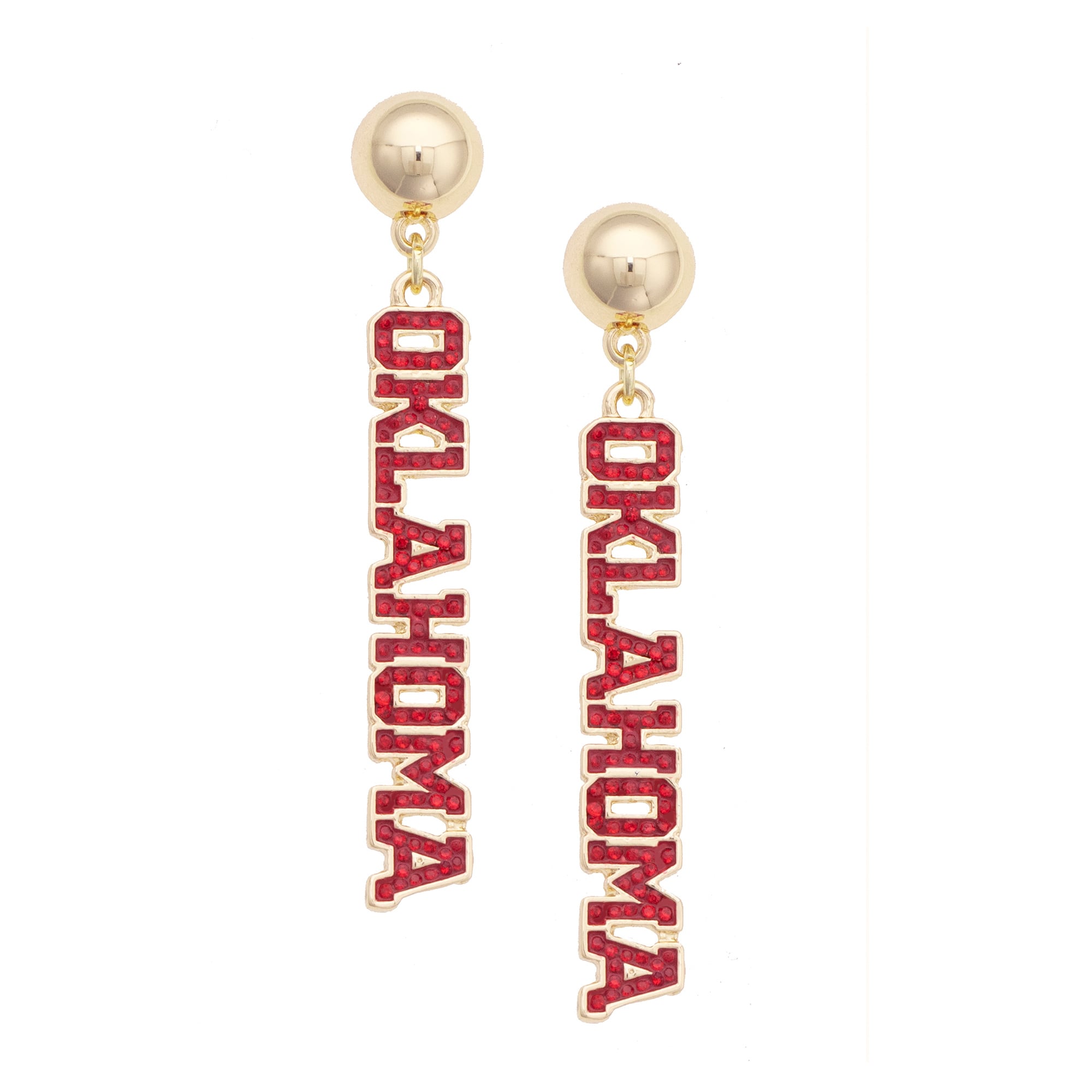 Women's CANVAS Style Oklahoma Sooners Gold-Plated Pavé Outline Earrings