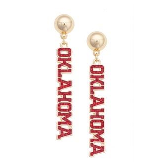 Women's CANVAS Style Oklahoma Sooners Gold-Plated Pavé Outline Earrings