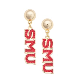 Women's CANVAS Style SMU Mustangs Gold-Plated Pavé Outline Earrings