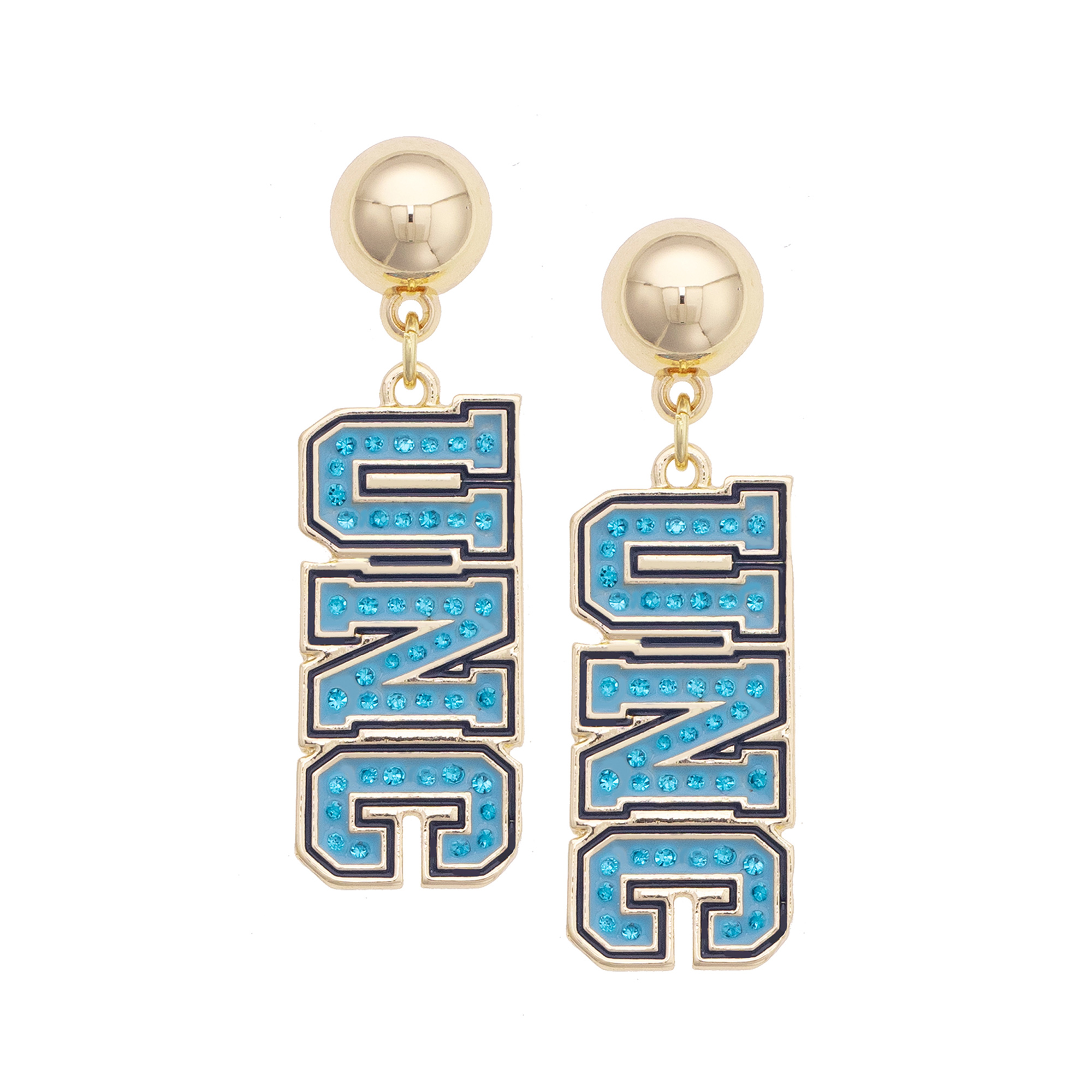 Women's CANVAS Style North Carolina Tar Heels Gold-Plated Pavé Outline Earrings