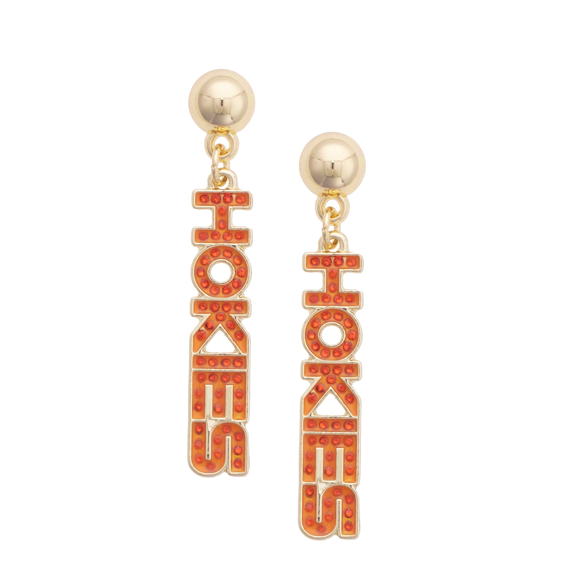 CANVAS Style Virginia Tech Hokies Gold-Plated Pavé Outline Earrings