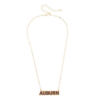 CANVAS Style Auburn Tigers Gold-Plated Pavé Outline Necklace