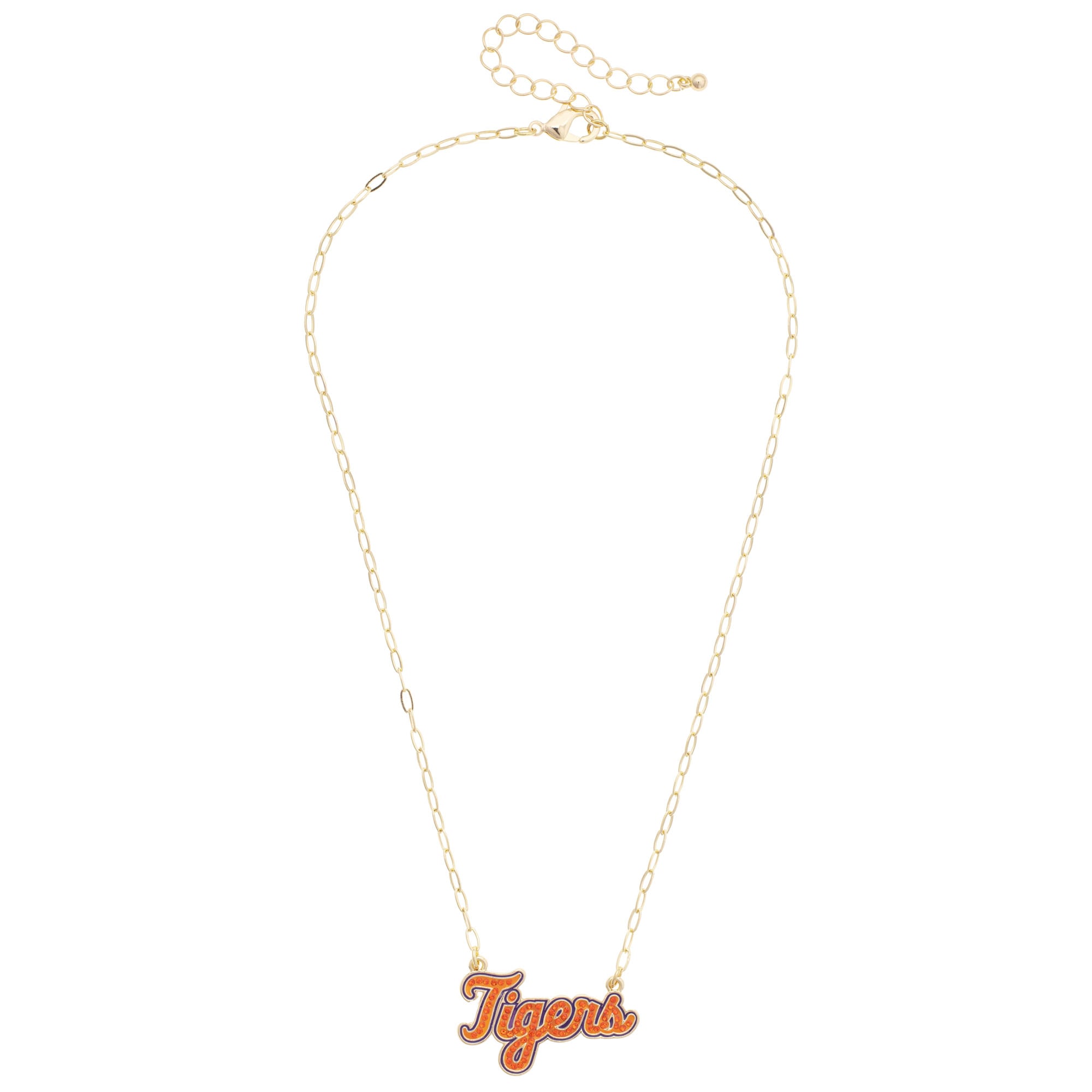 CANVAS Style Clemson Tigers Gold-Plated Pavé Outline Necklace