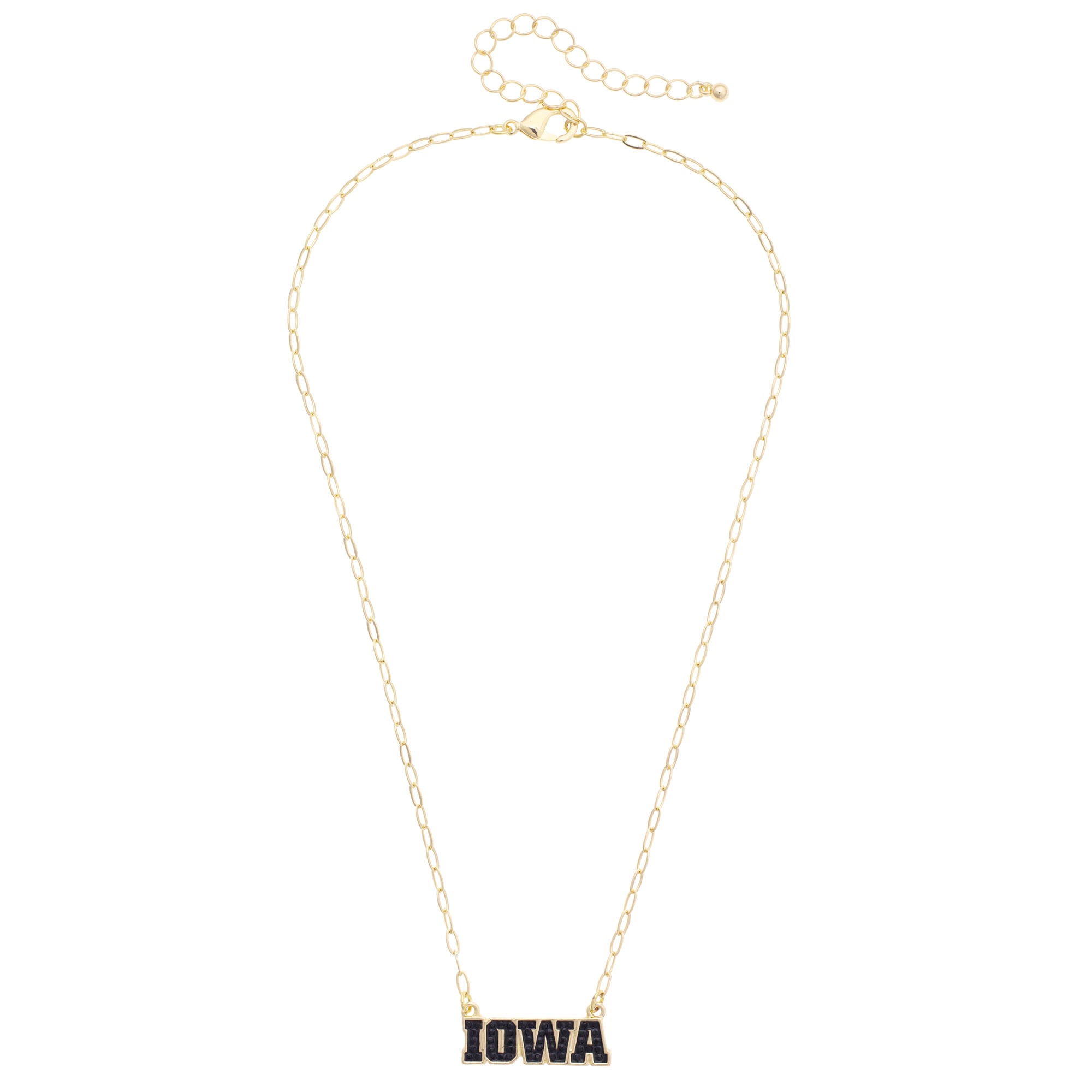 CANVAS Style Iowa Hawkeyes Gold-Plated Pavé Outline Necklace