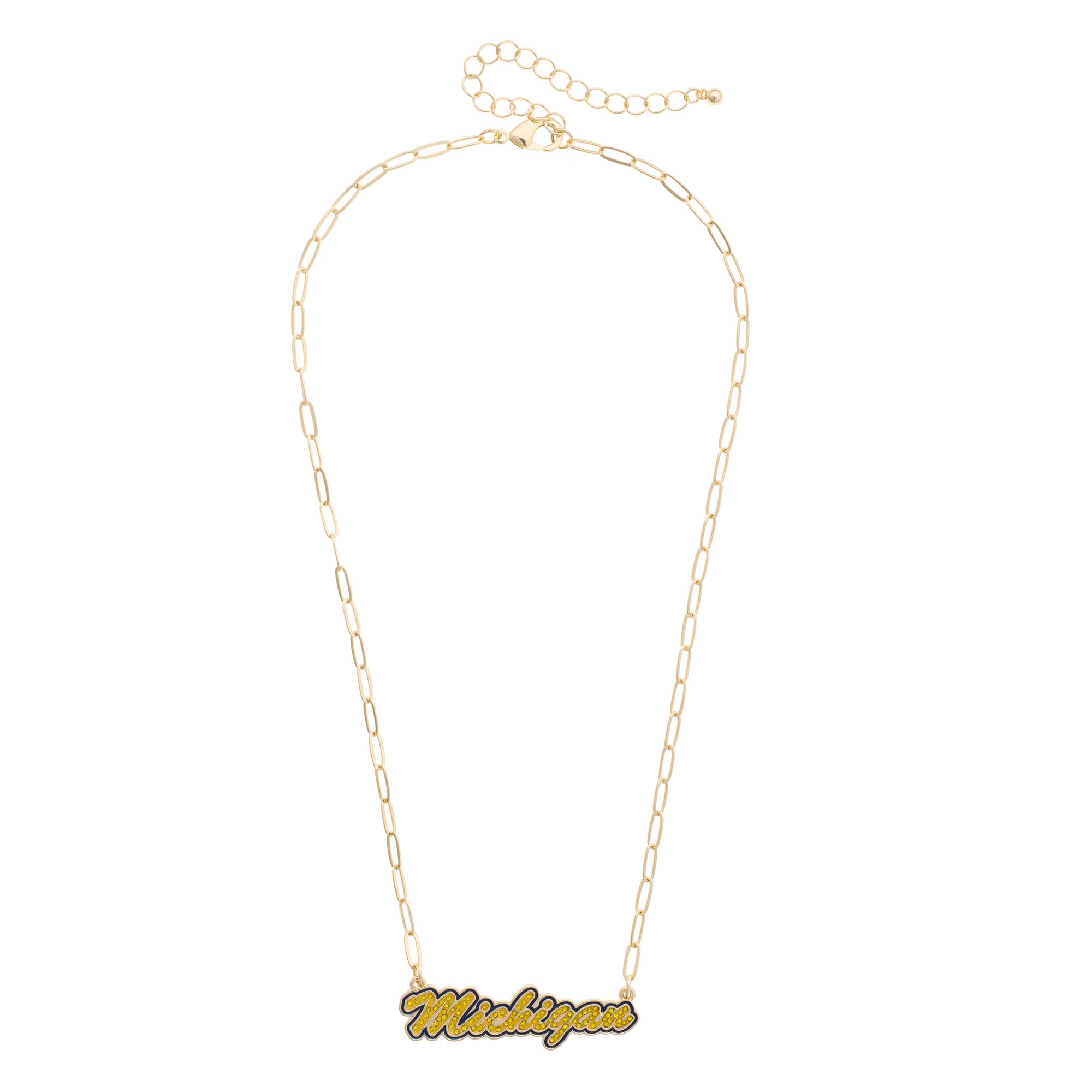 CANVAS Style Michigan Wolverines Gold-Plated Pavé Outline Necklace