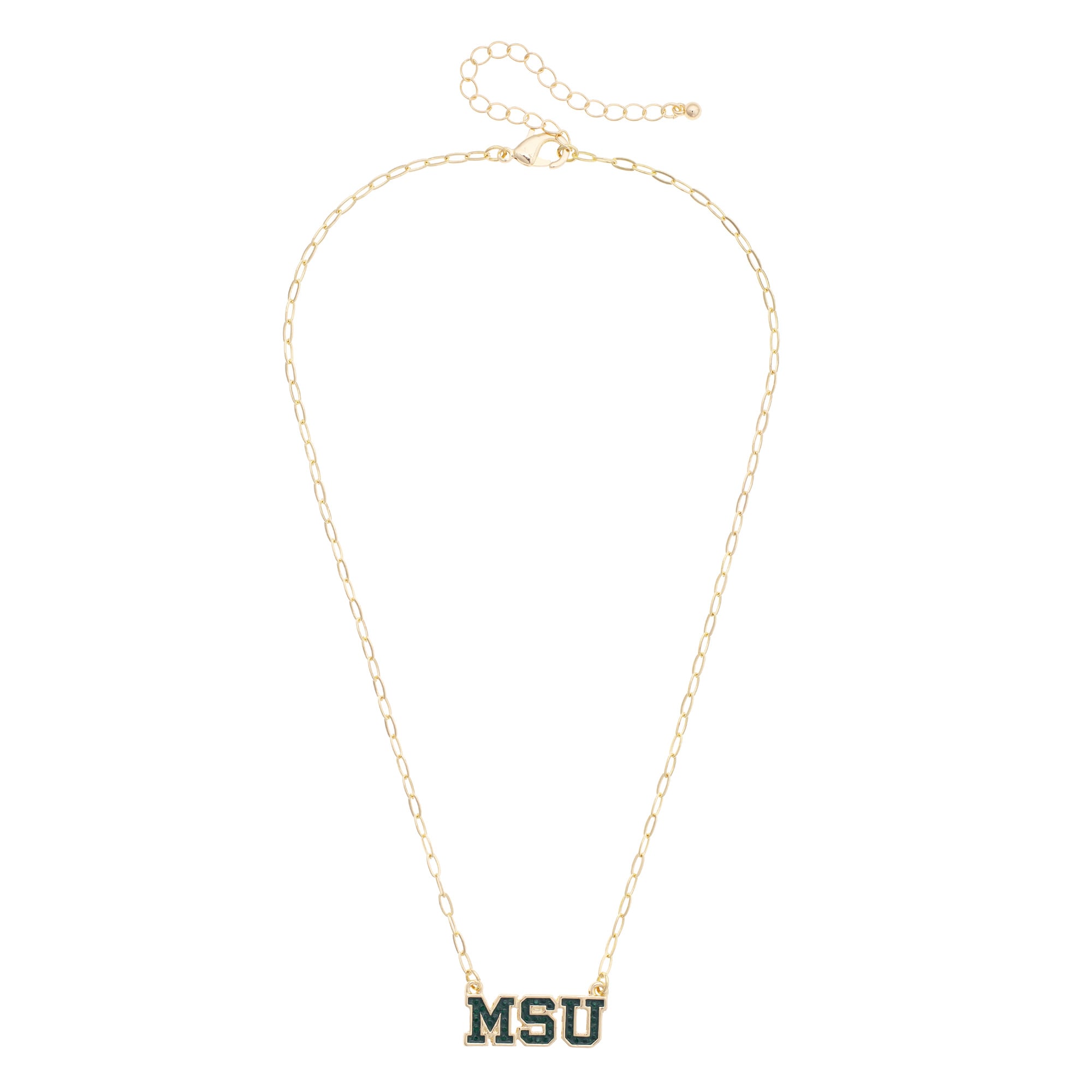 CANVAS Style Michigan State Spartans Gold-Plated Pavé Outline Necklace
