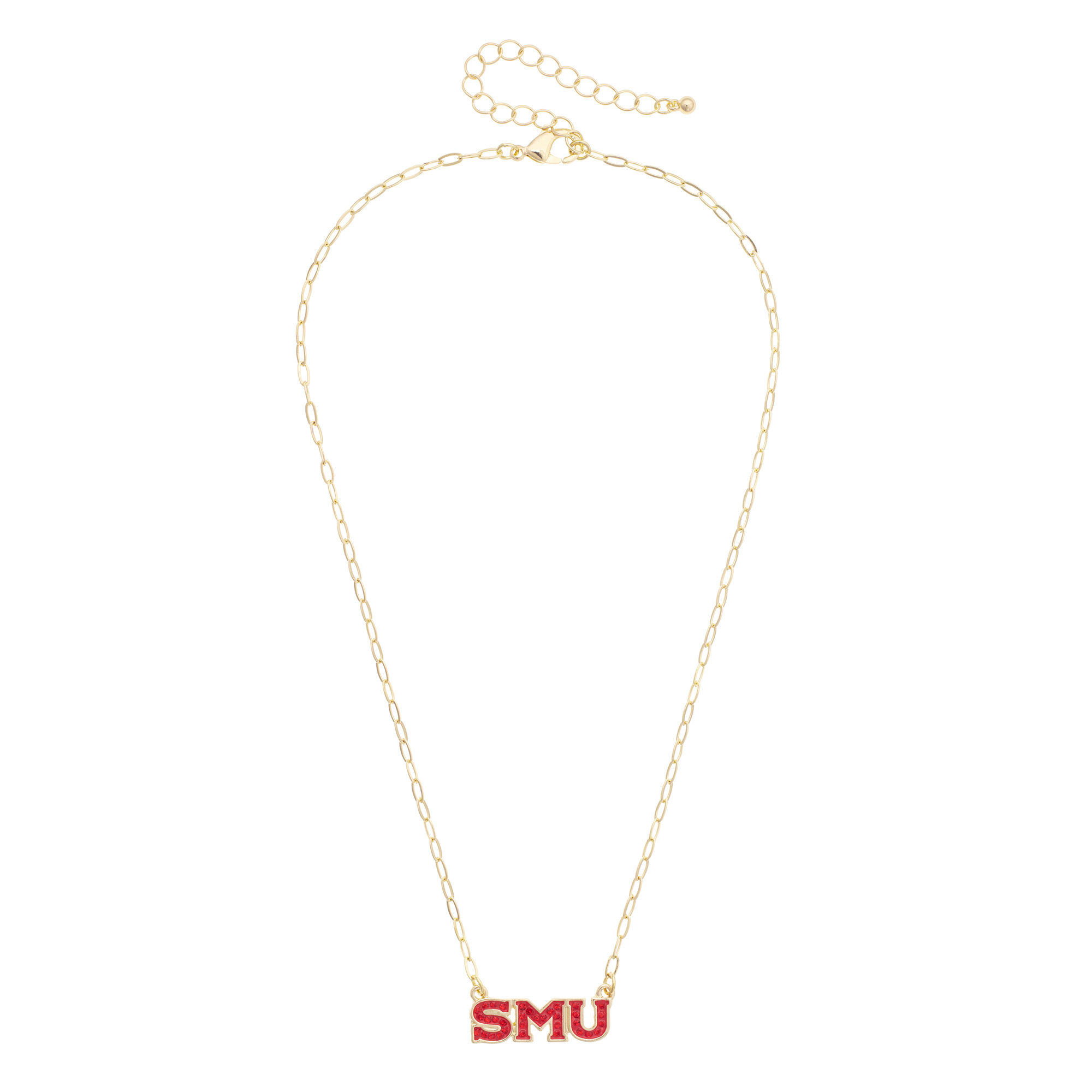 Women's CANVAS Style SMU Mustangs Gold-Plated Pavé Outline Necklace