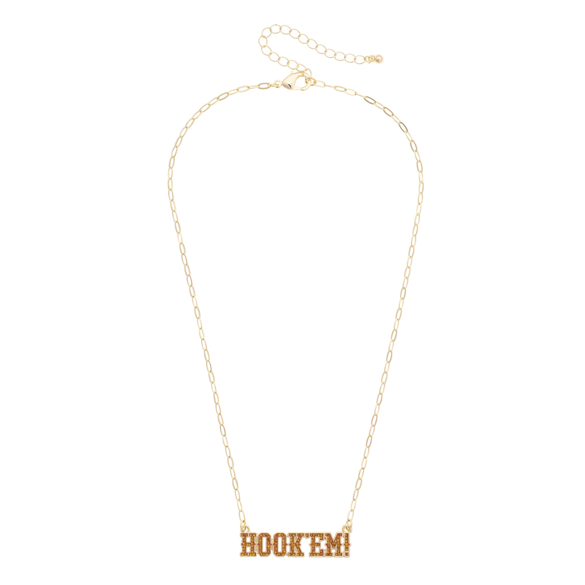 CANVAS Style Texas Longhorns Gold-Plated Pavé Outline Necklace