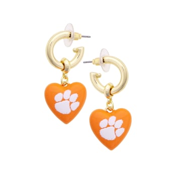 Women's CANVAS Style Clemson Tigers 18k Gold-Plated Heart Earrings
