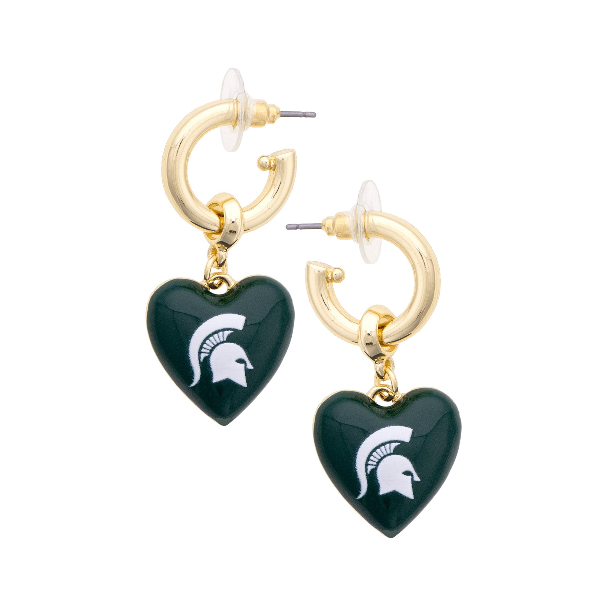 Women's CANVAS Style Michigan State Spartans 18k Gold-Plated Heart Earrings