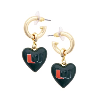 Women's CANVAS Style Miami Hurricanes 18k Gold-Plated Heart Earrings