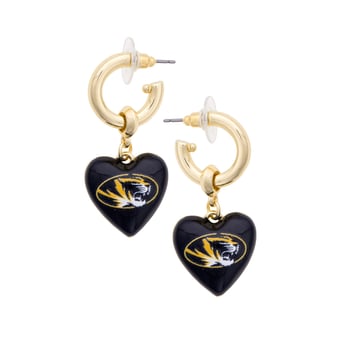 Women's CANVAS Style Missouri Tigers 18k Gold-Plated Heart Earrings