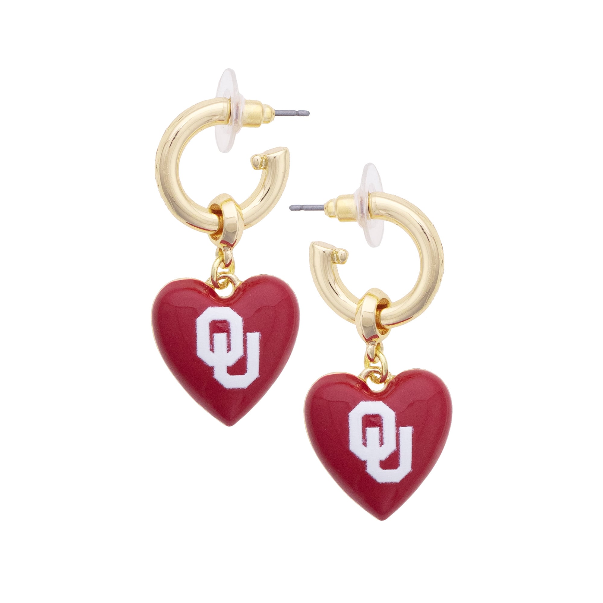 Women's CANVAS Style Oklahoma Sooners 18k Gold-Plated Heart Earrings