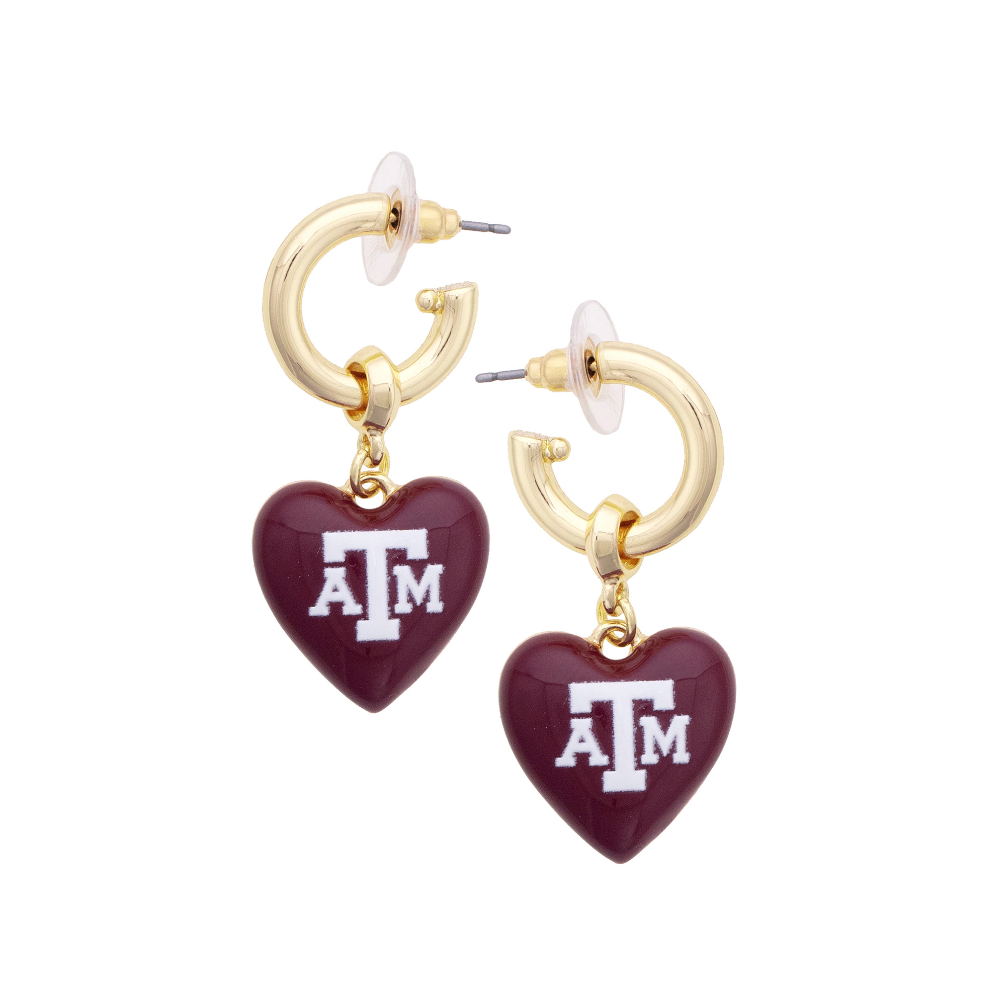 Women's CANVAS Style Texas A&M Aggies 18k Gold-Plated Heart Earrings
