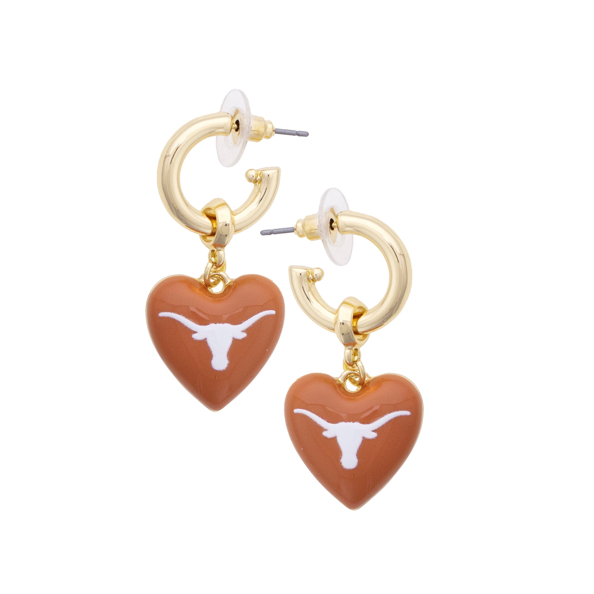 Women's CANVAS Style Texas Longhorns 18k Gold-Plated Heart Earrings
