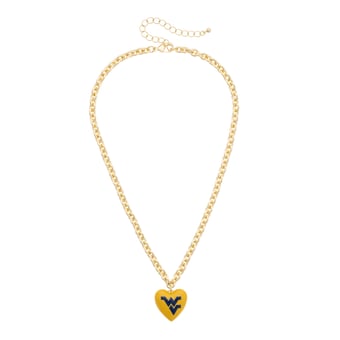 Women's CANVAS Style West Virginia Mountaineers Heart Necklace