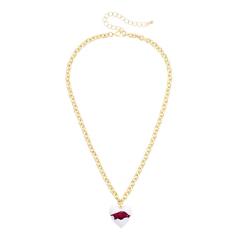 Women's CANVAS Style Arkansas Razorbacks Heart Necklace