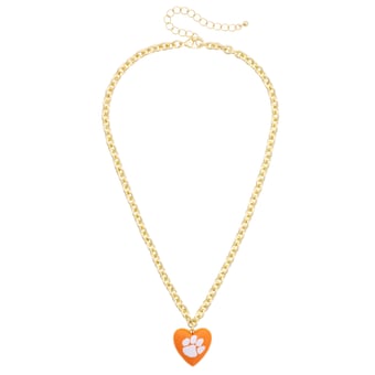 Women's CANVAS Style Clemson Tigers Heart Necklace