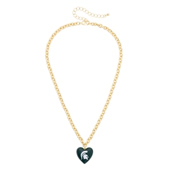 Women's CANVAS Style Michigan State Spartans Heart Necklace