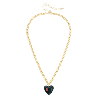 Women's CANVAS Style Miami Hurricanes Heart Necklace