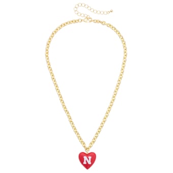 Women's CANVAS Style Nebraska Huskers Heart Necklace