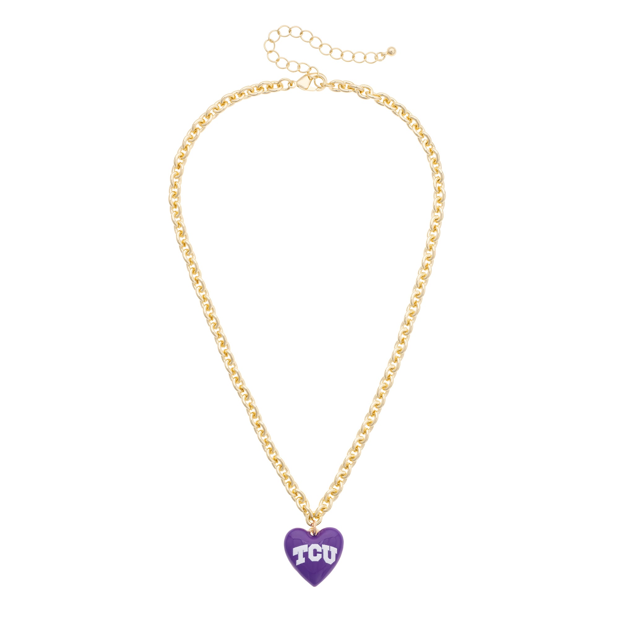 Women's CANVAS Style TCU Horned Frogs Heart Necklace