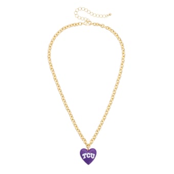 Women's CANVAS Style TCU Horned Frogs Heart Necklace