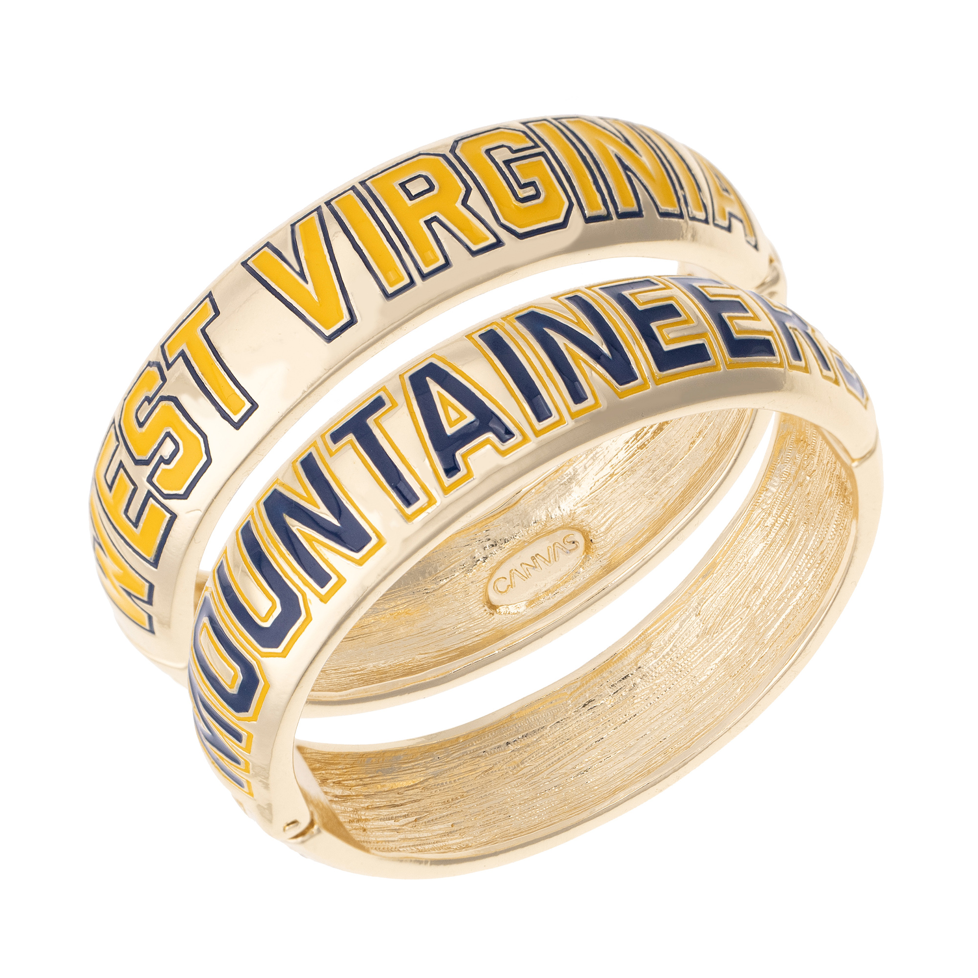 Women's CANVAS Style West Virginia Mountaineers Chunky Hinge Bangle Two-Piece Set