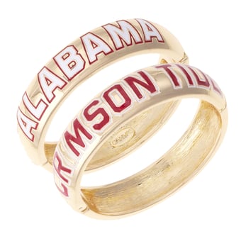 Women's CANVAS Style Alabama Crimson Tide Chunky Hinge Bangle Two-Piece Set
