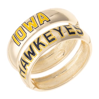 Women's CANVAS Style Iowa Hawkeyes Chunky Hinge Bangle Two-Piece Set