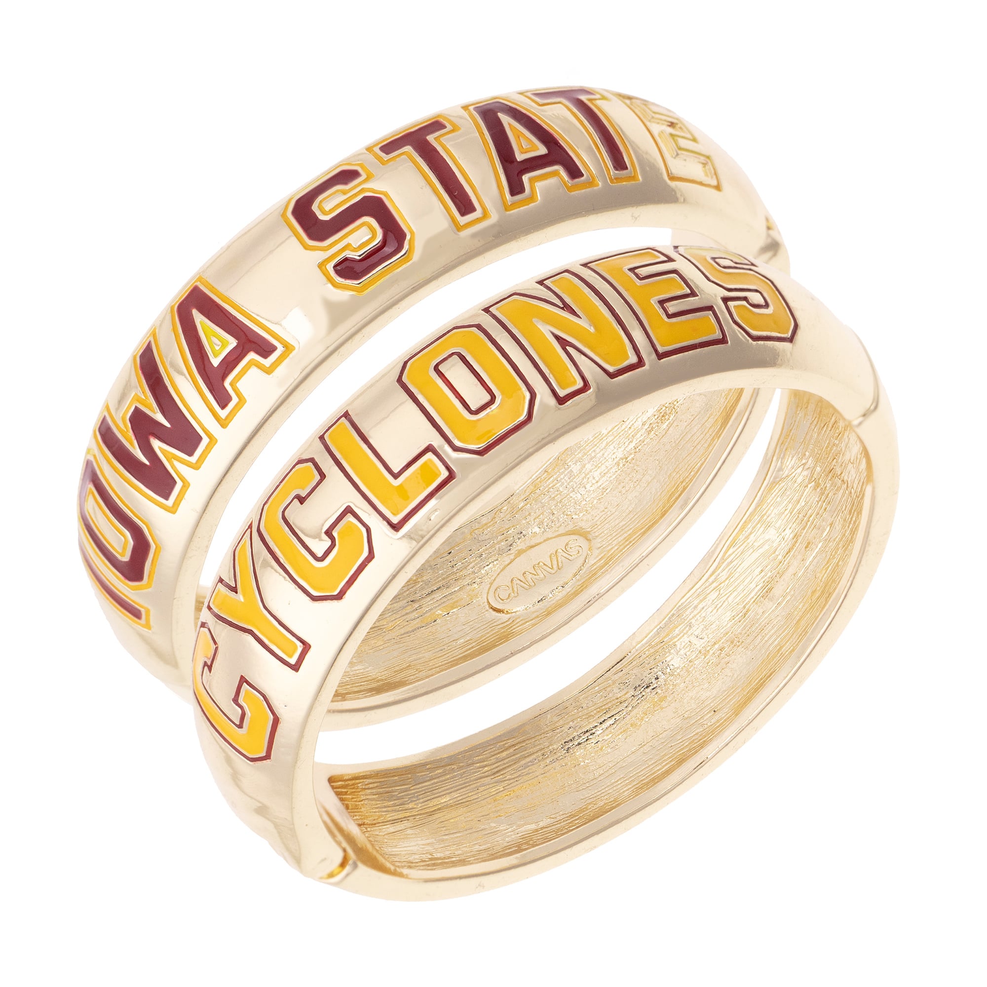 Women's CANVAS Style Iowa State Cyclones Chunky Hinge Bangle Two-Piece Set