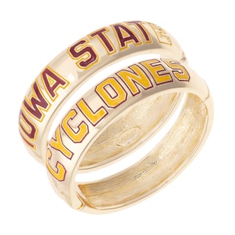 Women's CANVAS Style Iowa State Cyclones Chunky Hinge Bangle Two-Piece Set