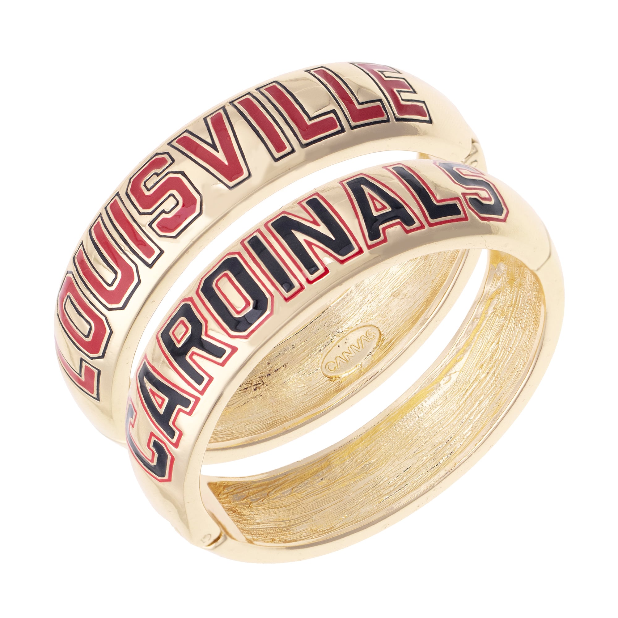 Women's CANVAS Style Louisville Cardinals Chunky Hinge Bangle Two-Piece Set