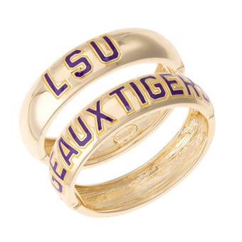 Women's CANVAS Style LSU Tigers Chunky Hinge Bangle Two-Piece Set