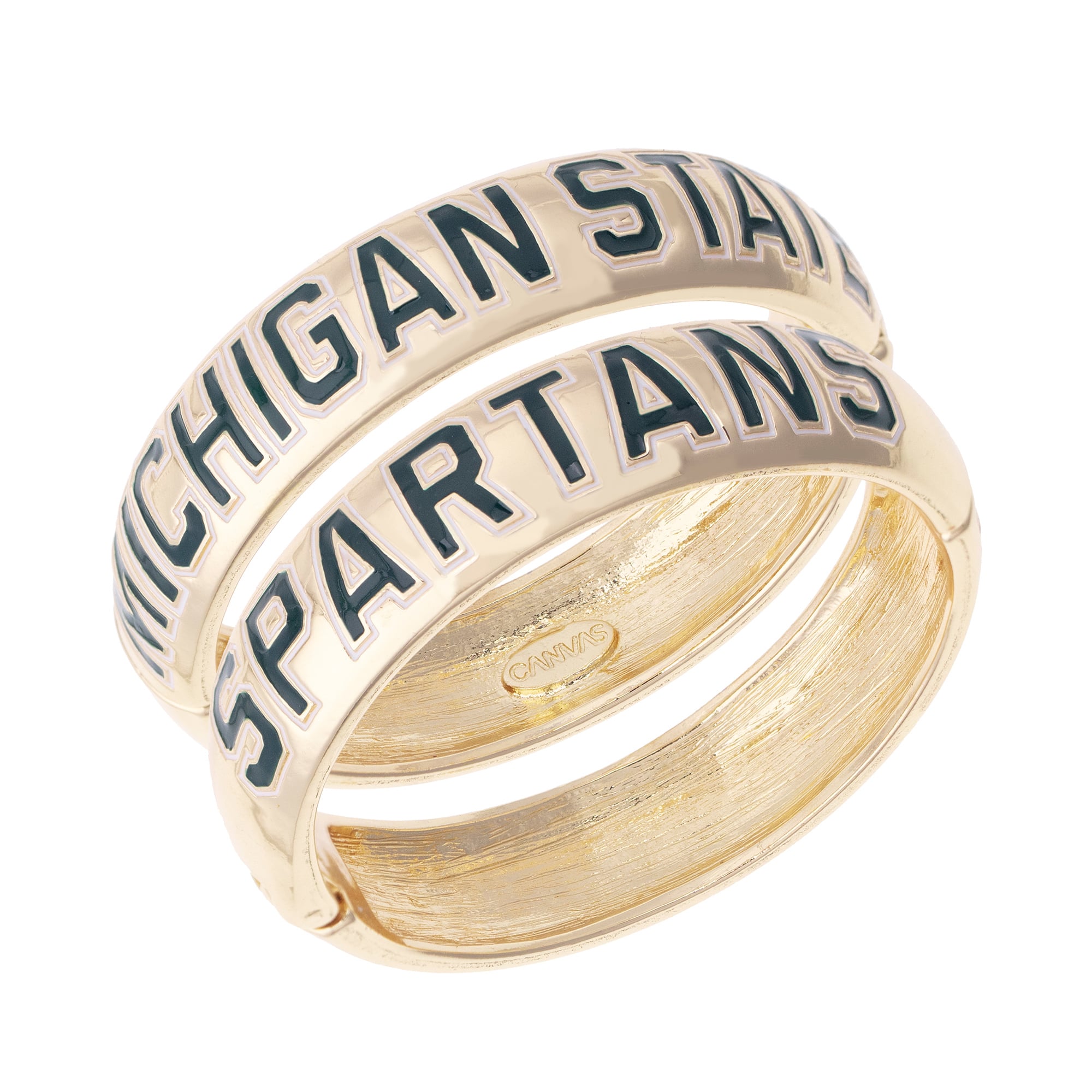 Women's CANVAS Style Michigan State Spartans Chunky Hinge Bangle Two-Piece Set