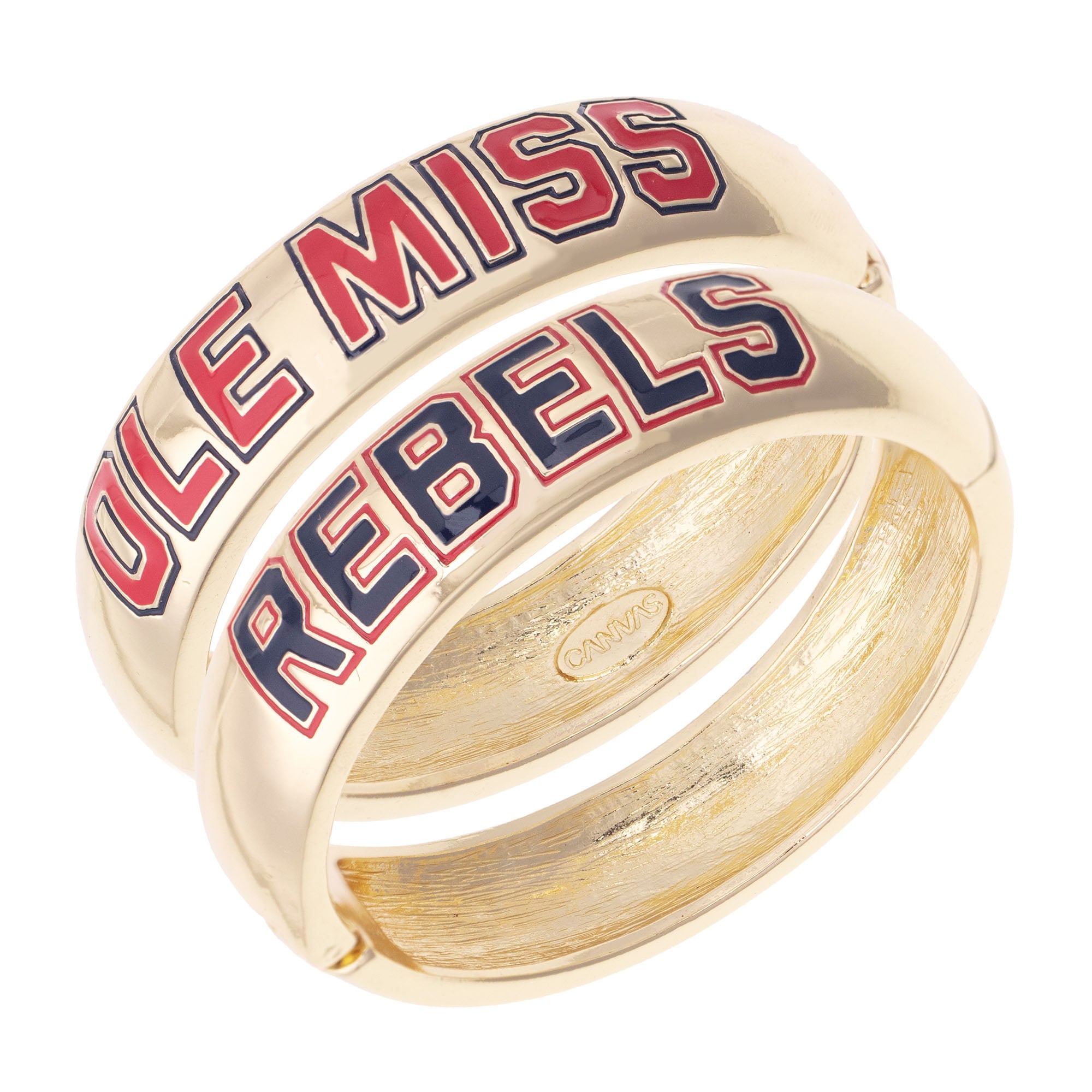 Women's CANVAS Style Ole Miss Rebels Chunky Hinge Bangle Two-Piece Set
