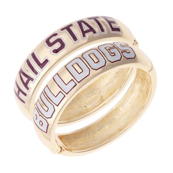 Women's CANVAS Style Mississippi State Bulldogs Chunky Hinge Bangle Two-Piece Set